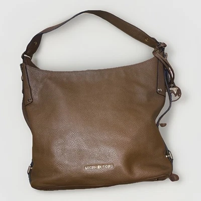 Michael Kors Purse Shoulder Bag Bedford Pebbled Brown Leather Belted Hobo EUC - Image 1 of 4