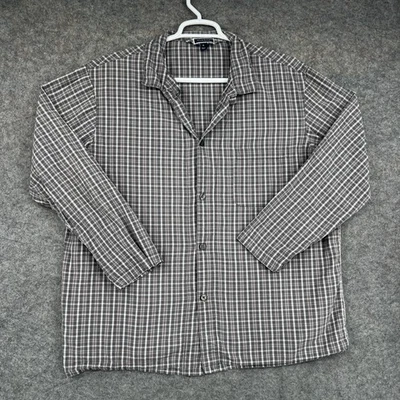 Club Room Shirt Mens Extra Large Gray Plaid Cotton Button Front Camp Collar - Image 1 of 4