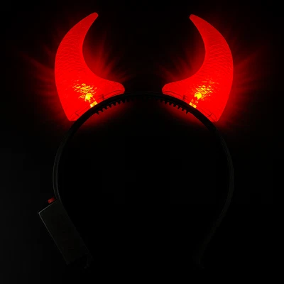 LED Devil Horns Light Up Adults Kids Halloween Party Fancy Dress Up  - Image 1 of 3