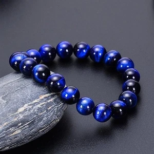 Natural 8MM Blue Tiger's Eye Beads Healing Reiki Protection Stretch Bracelet - Picture 1 of 9