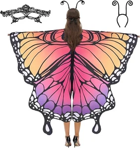 Schmetterlingsflügel Kostüm für Damen - Spitzenmaske und Stirnband - Erwachsenengröße - Bild 1 von 30