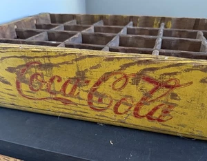 Vintage Antique Coca-Cola Yellow Wooden Case Box 24 Slot Sacramento - Picture 1 of 5
