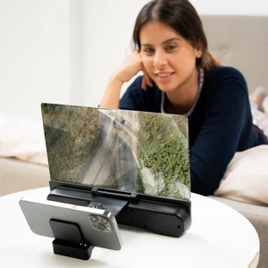 Bildschirm Vergrößerung Handy • 12 Zoll 3D Lupe • Bluetooth Lautsprecher • USB-C - Bild 1 von 8