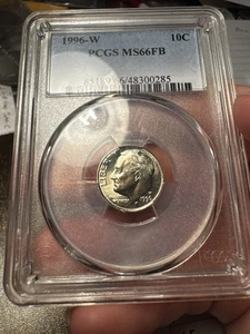1996 W Roosevelt Dime PCGS MS66 FB Full Bands Key Mintmark - Picture 1 of 2