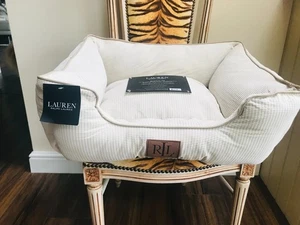 NUOVO LETTO RALPH LAUREN DELUXE CREMA BEIGE FINITURE CANE ANIMALE DOMESTICO DIMENSIONI 61 CM X 51 CM - Foto 1 di 8