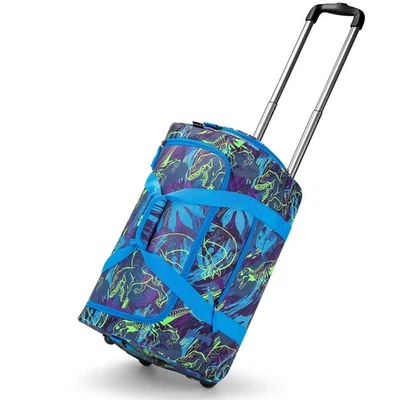 Mala de viagem masculina dinossauro rolante com rodas azul 22 polegadas - Imagem 1 de 4