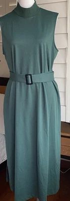 Maxi Vestido Prólogo Cuello Simulado Cinturón Sin Mangas Verde Talla 2XL Bolsillos Abertura Lateral Foto 1 de 4