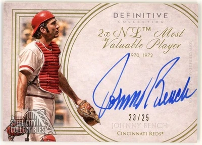 Johnny Bench 2017 Topps Definitive Collection Legendary Auto Card #DCLA-JB 23/25 - Image 1 of 2
