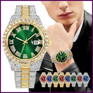 Orologio Uomo Moda Full Diamond Cinturino Acciaio Inox Uomo Quar - Foto 1 di 27