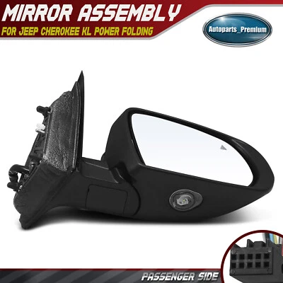 Passenger w/Power Glass Adjust Mirror Power Folding for Jeep Cherokee 2014-2018 - Image 1 of 4