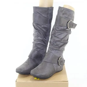JOURNEE COLLECTION womens Jester mid calf boots shoe size 7.5 M gray fabric NEW - Picture 1 of 6