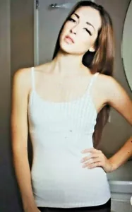 White Lulalu Cami with built in shelf bra Removable pads AA Small cup Size XS - Picture 1 of 6