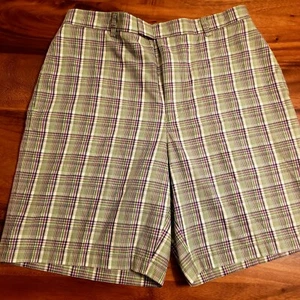 Greg Norman Mens Golf Shorts Size 36 Green Purple Plaid - Picture 1 of 4
