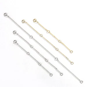 CATENA DI SICUREZZA REGOLABILE/Estensore-Anello Molla-925 Argento Sterling,76-132mm. Oro p - Foto 1 di 3