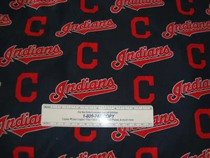 Pieza de tela de algodón de béisbol Cleveland Indians MLB 58" W X 18" L (1/2 yarda) - Imagen 1 de 1