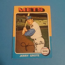1975 TOPPS BASEBALL CARD #158 Jerry Grote NEW YORK METS