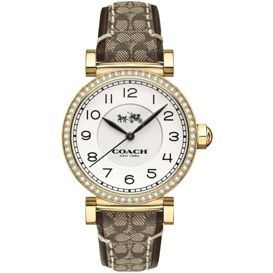 Coach Women's Watch Madison Quartz White Dial Leather Strap Crystal 14503397 - Image 1 of 1