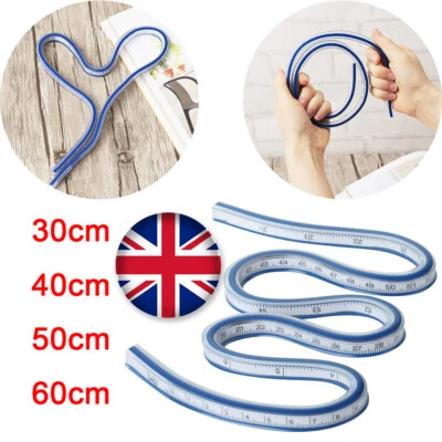30/40/50/60cm Flexible Curve Ruler Draw Measurement Bendable Measure Drafting UK - Image 1 of 4
