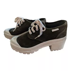 Sam & Libby Brown Suede Chunky Heel Platform Sneaker Shoe Size 8 EUC Funky - Picture 1 of 9