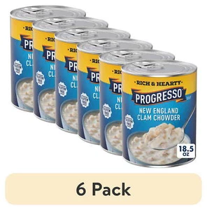 6 Pack Progresso Clam Chowder Soup, Rich and Hearty, Gluten-Free, 18.5 oz - Picture 1 of 8