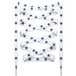 Colored Printed Flat Shoelaces: 2 Pair White Black Star Patterned Shoe Laces ... - Picture 1 of 9