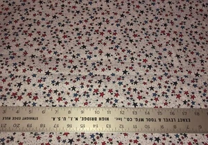 4th of July/Patriotic Cotton Fabric Blue/Red/Black Stars on White 44" x 1 yd 28" - Picture 1 of 2