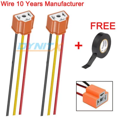 Wire Pigtail Female Ceramic A H4H Two Harness Head Light Bulb Socket Connector - Image 1 of 4