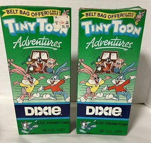 Vintage Looney Tunes Tiny Toon Adventures Dixie Cups 5 oz 2 Boxes 1 Sealed 1991 - Picture 1 of 7