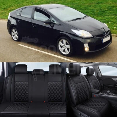 For Toyota Prius 2010-2015 5Pcs Custom Black Full Set Front & Rear Seat Covers Foto 1 de 4