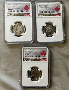 2019 Canada 25 Cent Discover Canada’s Dinosaurs 3 Coin Set MS 68 DPL - Picture 1 of 2