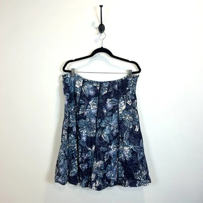Falda para mujer Chicos 100 % algodón forrada azul blanco floral bordada línea A XL Foto 1 de 4