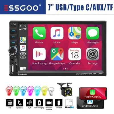 Autoradio 2 DIN Senza Fili Apple Carplay Android Auto CAM Bluetooth AUX USB-C TF - Immagine 1 di 4