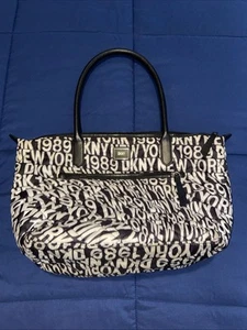 NWT DKNY Womens LYLA Quilted Black White Softshell Zip Large Shopper Tote - Picture 1 of 5
