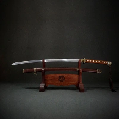 Espada japonesa tipo 98 Gunto vaina de madera de acero al manganeso montaje de aleación de zinc Foto 1 de 4