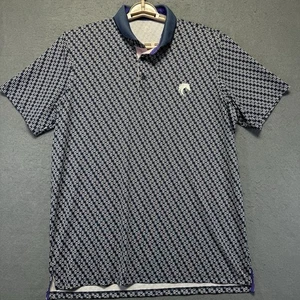 Greyson Shirt Adult Large Navy Blue White Polo Geometric Performance Golf Mens - Picture 1 of 9