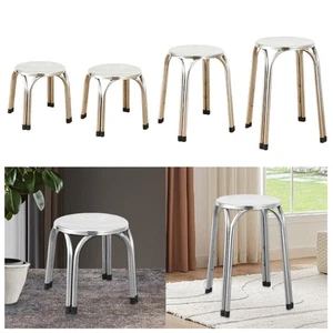 Stacking Stool Stainless Steel Portable Nesting Round Metal Stool for Home - Picture 1 of 22