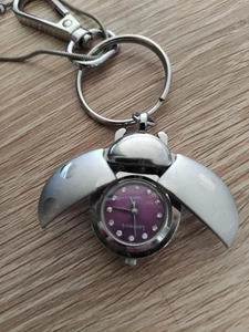 LADY BIRD LANDMARK BRAND WATCH PENDANT BAG CHARM KEY RING SILVER METAL - Picture 1 of 11