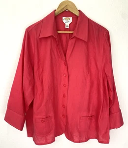 Talbots Damen irischer Leinen Blazer Größe 18 W Hot Pink Büro atmungsaktiv leicht - Bild 1 von 8