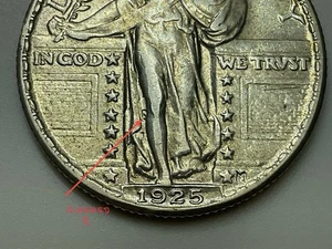 1925 Standing Liberty Quarter Clashed Die Coin Variety Error - Picture 1 of 10