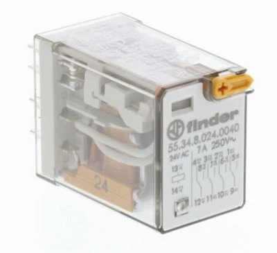 Finder- 55.34.8.024.0040 - Relais - 4 RT Enfichable, bobine -24Vac - Photo 1/2