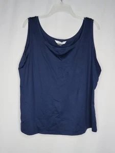 NWT PETER NYGARD WOMEN NAVY BLUE ROUND NECK SLEEVELESS KNIT TOP SZ 1X #Z158 - Picture 1 of 2