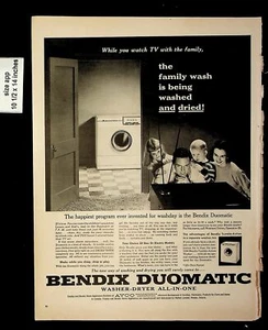 1956 Bendix Duomatic Washer Dryer All in One Vintage Print Ad 9084 - Picture 1 of 1