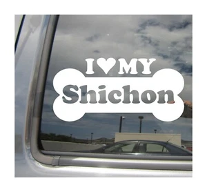 I Heart Love My Shichon - Mixed Dog Bone Car Vinyl Decal Sticker 14064 - Picture 1 of 2