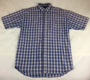 Revenge Large Blue Shirt Men's Plaid Faded Cotton Short Sleeve - Bild 1 von 8