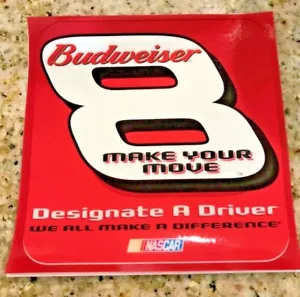 BUDWEISER Dale Earnhardt Jr #8 Vtg Orig Racing 4”X4” Window Decal NASCAR UNUSED - Picture 1 of 3