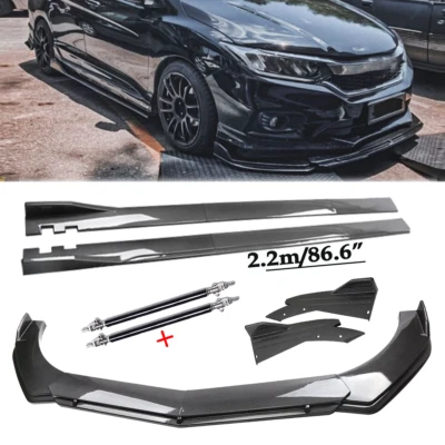 For Honda City 2010-22 Carbon Fiber Front Bumper Rear Lip Chin Spoiler Body Kits Foto 1 de 4