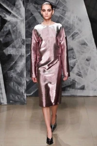 JIL SANDER Women's 2016AW Metallic Long Sleeve Glitter Dress Pink Size 34 JP - Picture 1 of 9