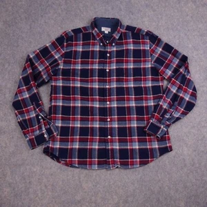 Wallace & Barnes Button Up Shirt XL Wool Blend Blue Red Plaid Casual Mens - Picture 1 of 8