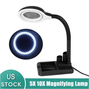 Large Lens Lighted Lamp Desk Magnifier Magnifying Glass With 40 LED Light US - Picture 1 of 11