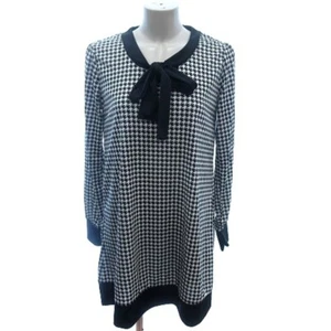 Comsime COMME CA ISM Dress Mini Bowtie Piping Houndstooth Long Sleeve F Used cad - Picture 1 of 5